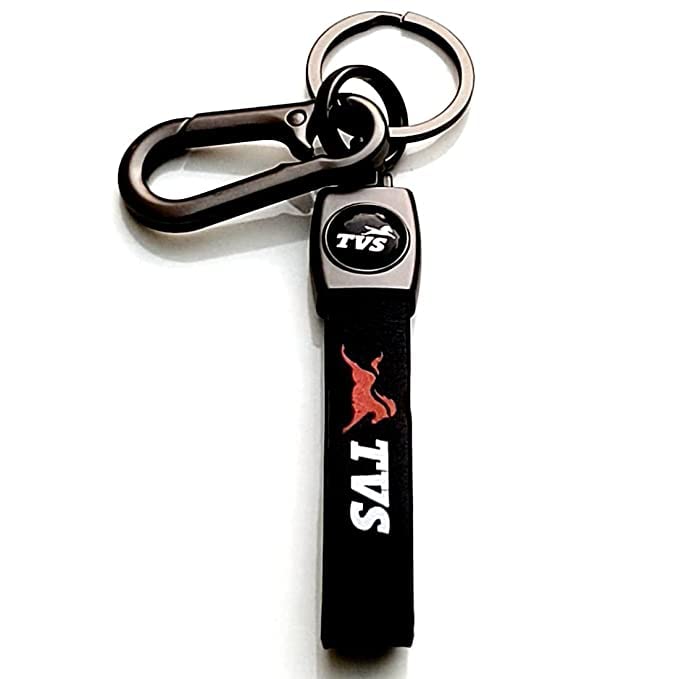 Mistazzo Tvs Leather Strap Keychain Metal Hook Keyring Compatible With Jupiter, Apache, Ntorq, Zest, Raider, Radeon For Bike Scooty Boys Girls Men, Black - Image 2