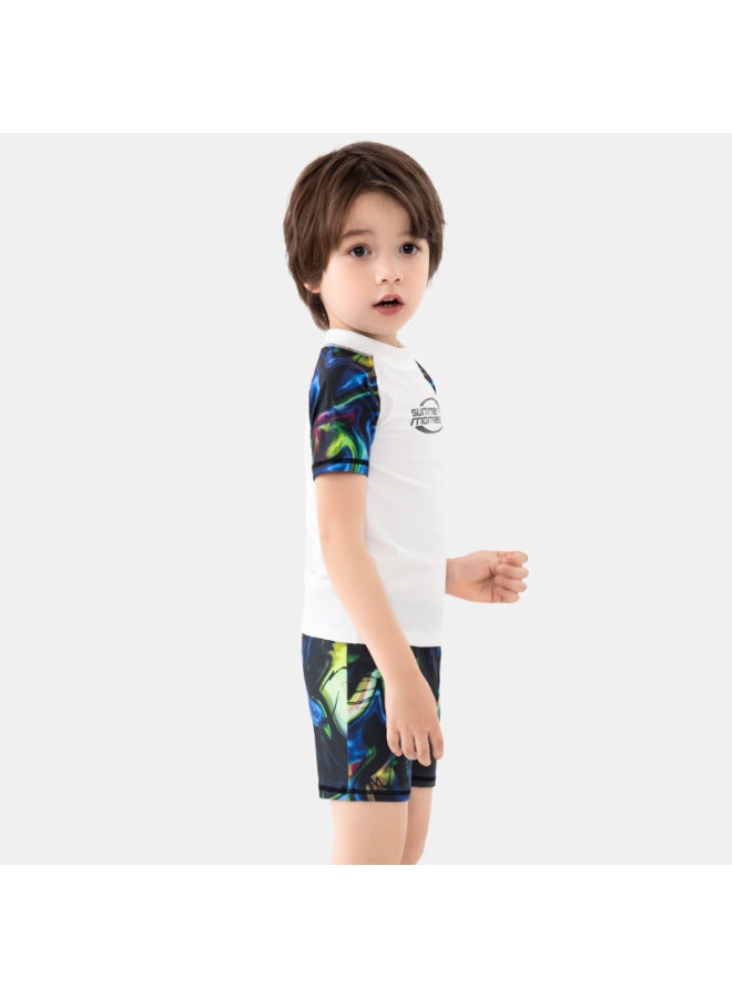 Loquat Momasong Children's Swimsuit Men's Big Boys Professional Swimsuit Quick-drying Split Suit Swimming Wholesale-Color:White- - Image 4