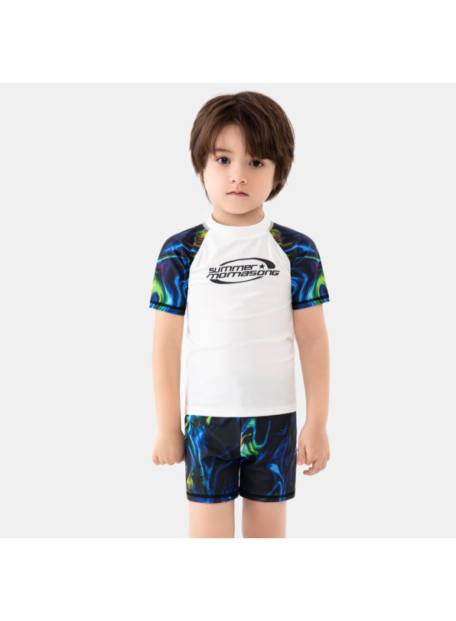 Loquat Momasong Children's Swimsuit Men's Big Boys Professional Swimsuit Quick-drying Split Suit Swimming Wholesale-Color:White- - Image 5