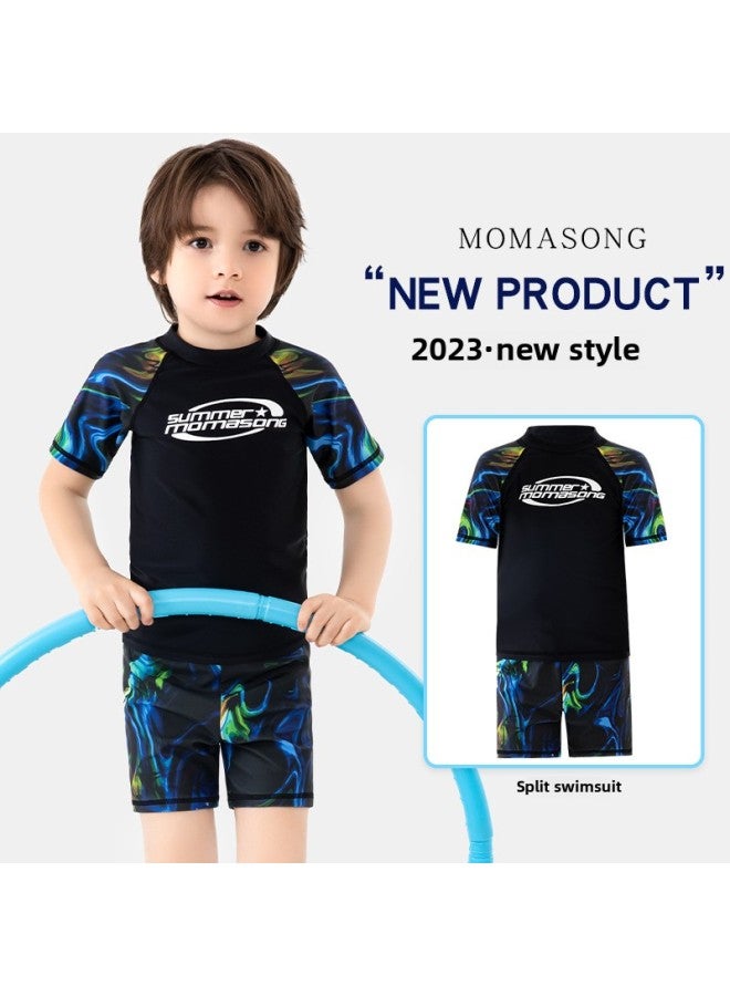 Loquat Momasong Children's Swimsuit Men's Big Boys Professional Swimsuit Quick-drying Split Suit Swimming Wholesale-Color:White- - Image 2