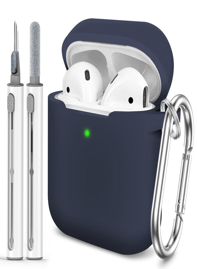 Woyinger for AirPods Case Cover, Come with Clean Pen，Soft Silicone Protective Cover for Women Men Compatible with Apple AirPods 2nd 9st Generation Charging Case, Front LED Visible,Midnight Blue - Image 1