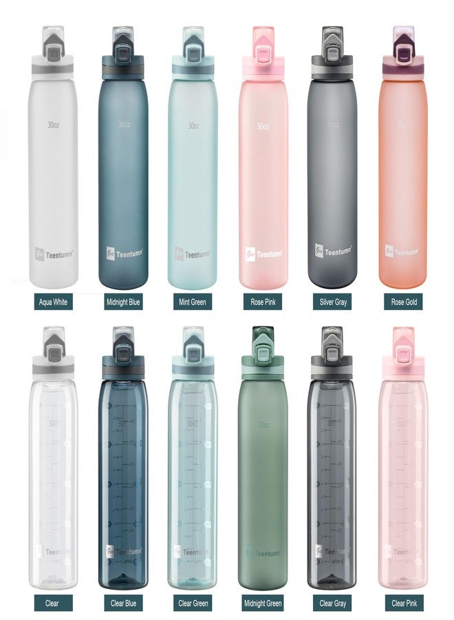 Teentumn Water Bottle BPA Free Tritan with Time Markers, 30oz Large Durable Gym Plastic Bottle for Fitness, Outdoor Enthusiasts, Leakproof Clear Pink (Pack of 1) - Image 5