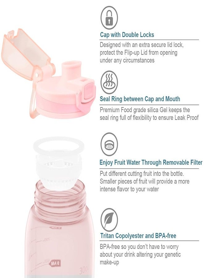 Teentumn Water Bottle BPA Free Tritan with Time Markers, 30oz Large Durable Gym Plastic Bottle for Fitness, Outdoor Enthusiasts, Leakproof Clear Pink (Pack of 1) - Image 3