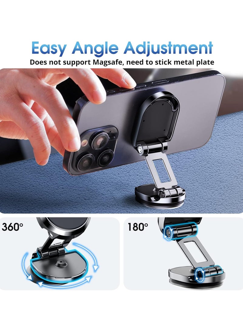 Anmi [2-Pack] Magnetic Phone Holder for Car, Alloy Folding Magnetic Car Phone Holder [Super Strong Magnet] Car Magnetic Phone Mount 360° Rotation Magnetic Cell Phone Holder (Black+Black) - Image 4