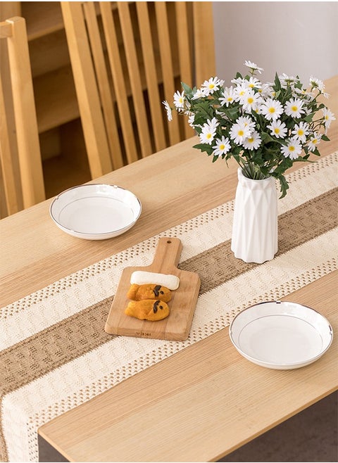 Table Runner 11.8*70.8 inch Farmhouse Style Cotton Linen Boho with Handmade Tassels