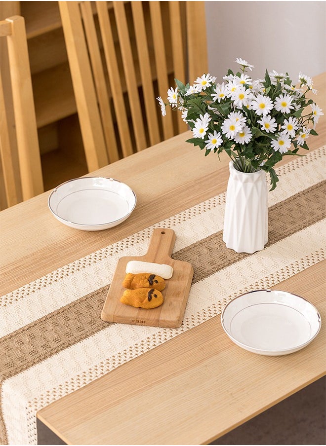 Table Runner 11.8*70.8 inch Farmhouse Style Cotton Linen Boho with Handmade Tassels