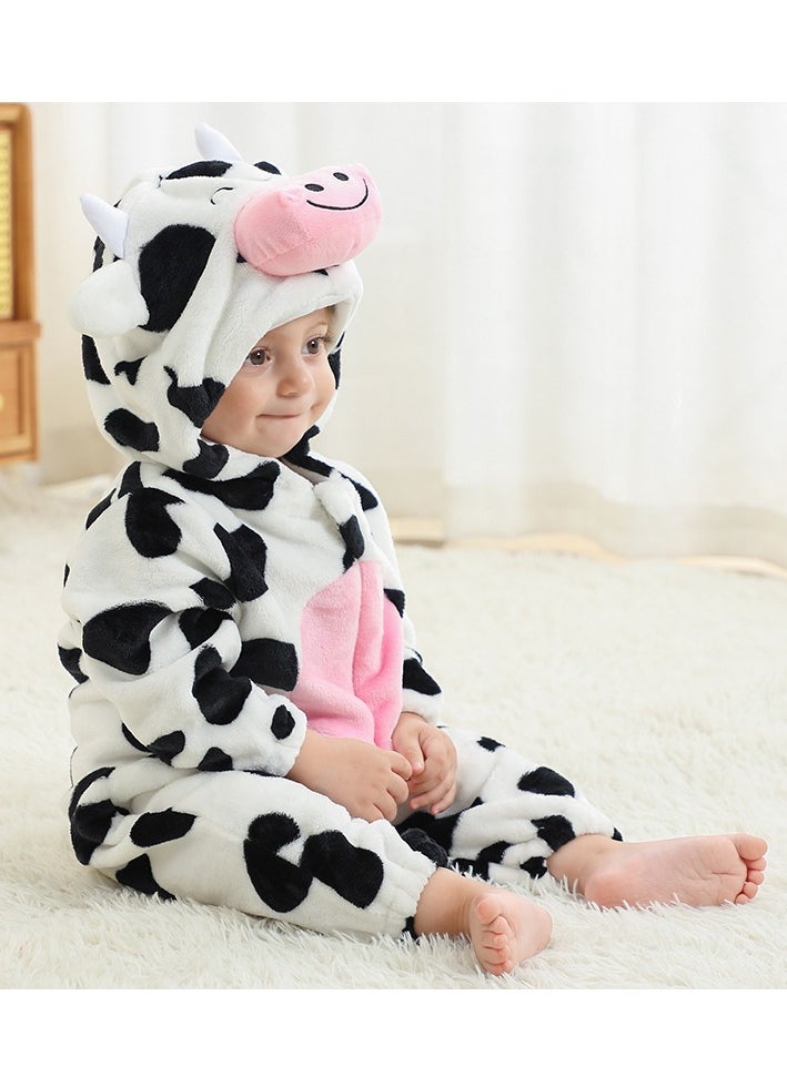 Loquat - Flannel Children's Climbing Clothes Baby Autumn Winter Long Sleeved Clothes Jumpsuit Newborn Cartoon Jumpsuit - Image 1