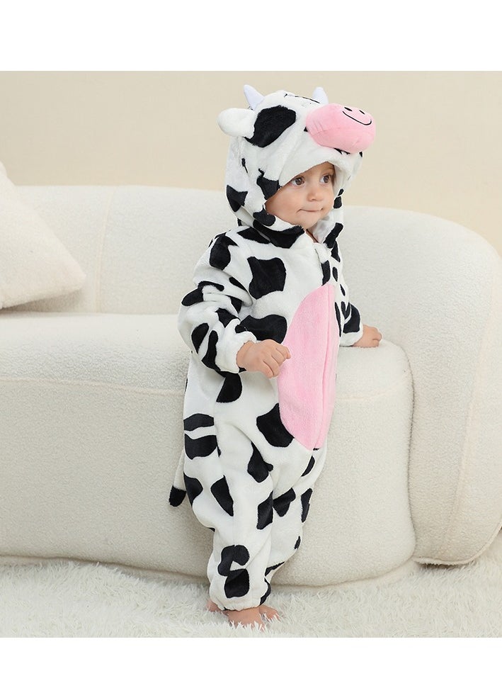 Loquat - Flannel Children's Climbing Clothes Baby Autumn Winter Long Sleeved Clothes Jumpsuit Newborn Cartoon Jumpsuit - Image 1