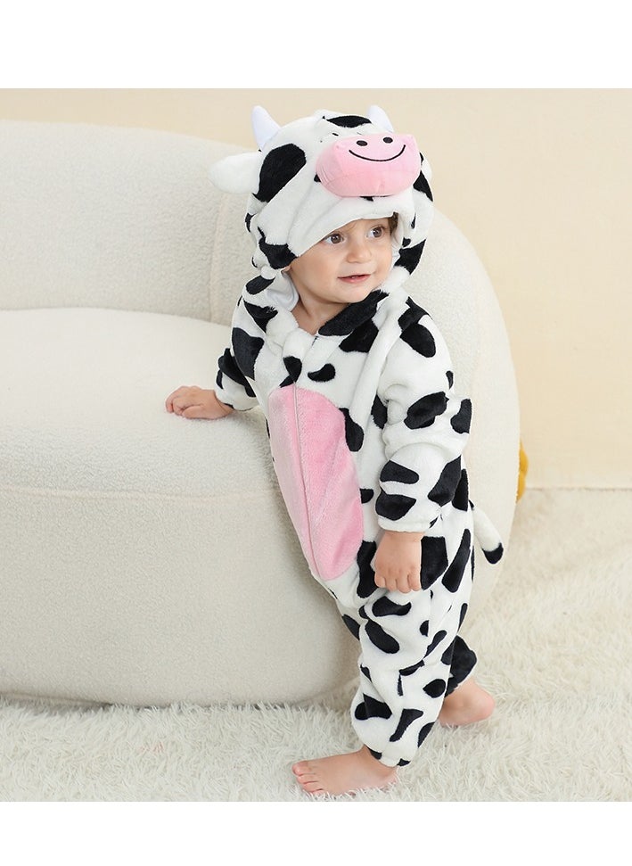 Loquat - Flannel Children's Climbing Clothes Baby Autumn Winter Long Sleeved Clothes Jumpsuit Newborn Cartoon Jumpsuit - Image 1