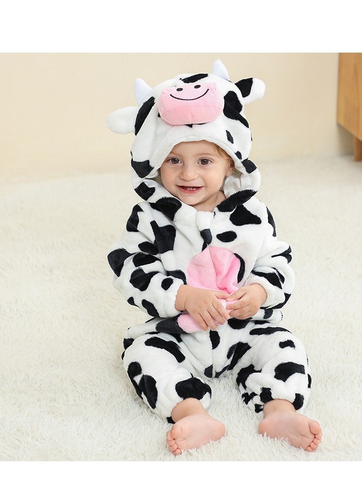 Loquat - Flannel Children's Climbing Clothes Baby Autumn Winter Long Sleeved Clothes Jumpsuit Newborn Cartoon Jumpsuit - Image 1