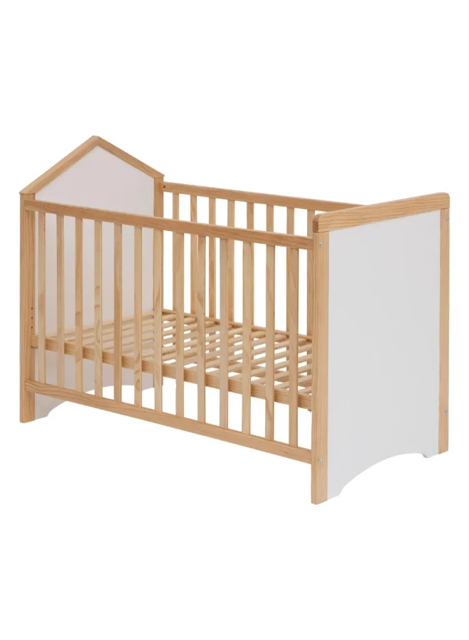 Atmosphera Sama Integrated Box Spring Baby Cot Bed Brown and White 60 x 120 cm 200515