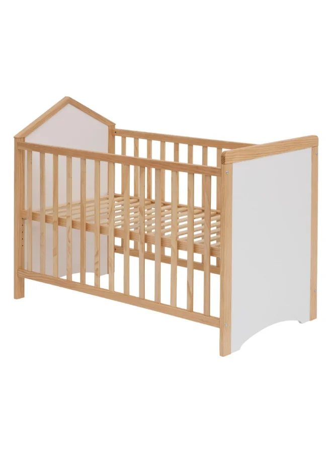 Atmosphera Sama Integrated Box Spring Baby Cot Bed Brown and White 60 x 120 cm 200515