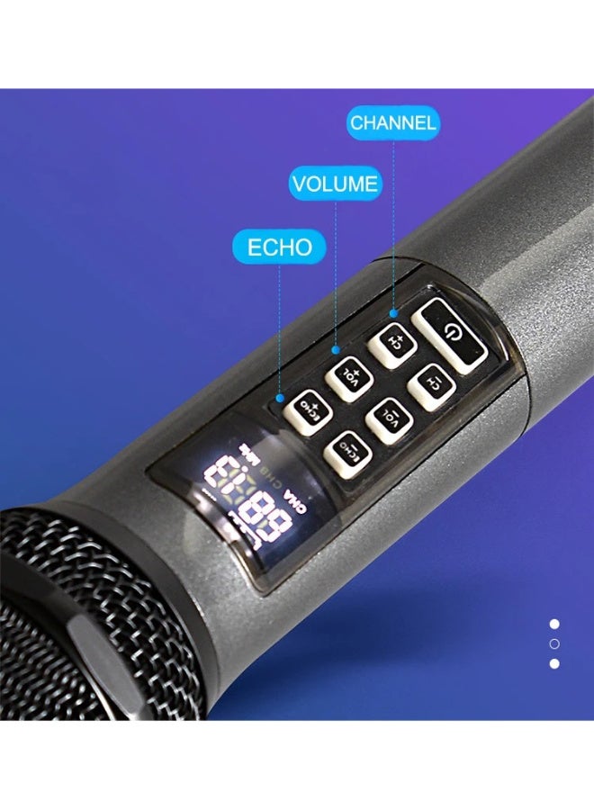 ميكروفون لاسلكي محمول باليد احترافي يعمل بتردد UHF مزود بتقنية بلوتوث 5.0 ونظام التحكم في مستوى صوت الصدى، ميكروفون صوتي محمول وقابل لإعادة الشحن مخصص للكاريوكي مزود بجهاز استقبال مقاس 6.35 مم، مناسب للغناء والخطابة والكنيسة والحفلات والبث المباشر - Image 3