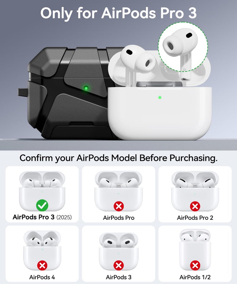 TNSNK for AirPods Pro 3rd Case (2025 New),Secure Lock & Phone Stand Design Compatible with Airpods Pro 3 Generation Cover with Cleaner Kit-Balck - Image 2