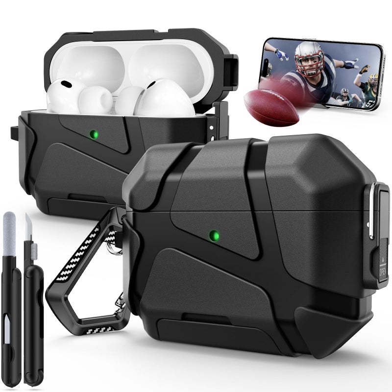 TNSNK for AirPods Pro 3rd Case (2025 New),Secure Lock & Phone Stand Design Compatible with Airpods Pro 3 Generation Cover with Cleaner Kit-Balck - Image 1