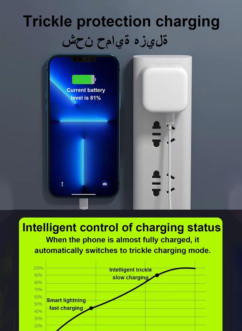 general 50W For iPhone Charger Dual Type C Port With 1M Fast Lightning Cable Quick Charging USB C Plug Compatible With New iPhone 14/14Pro/14Pro Max/14 Plus/13Pro Max /13 Pro/13/12/11/XS iPad Mini 6/ iPad Pro - Image 4