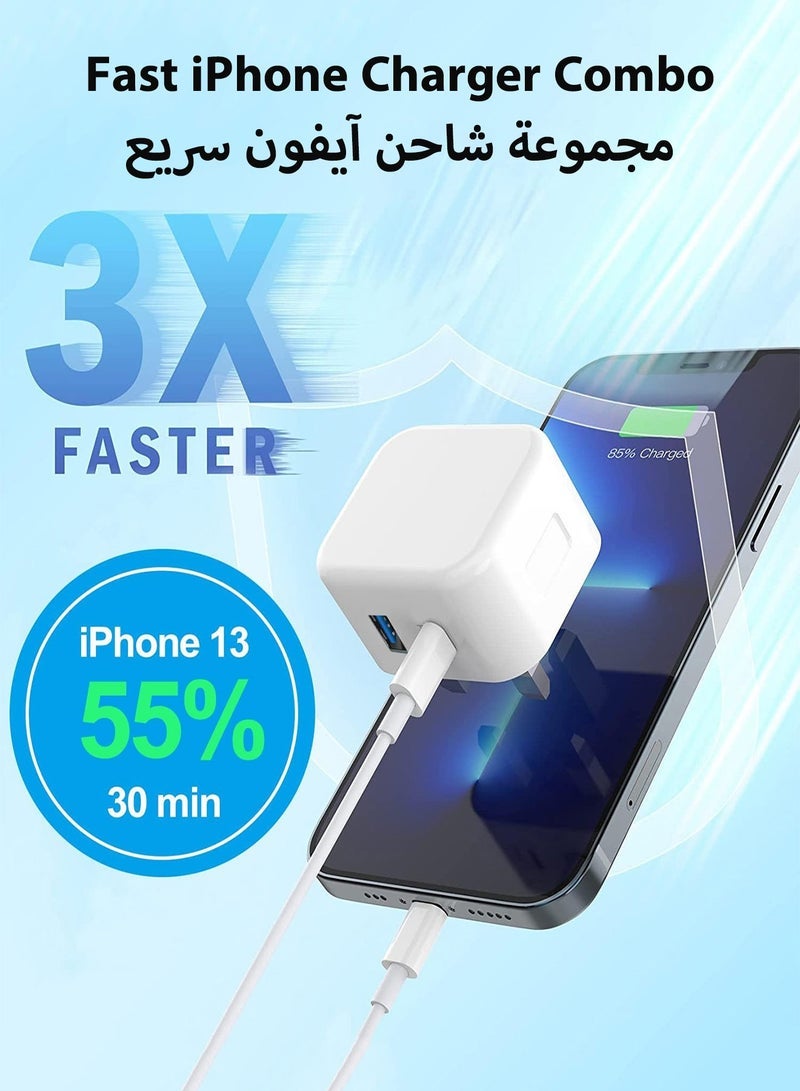 general 50W For iPhone Charger Dual Type C Port With 1M Fast Lightning Cable Quick Charging USB C Plug Compatible With New iPhone 14/14Pro/14Pro Max/14 Plus/13Pro Max /13 Pro/13/12/11/XS iPad Mini 6/ iPad Pro - Image 1