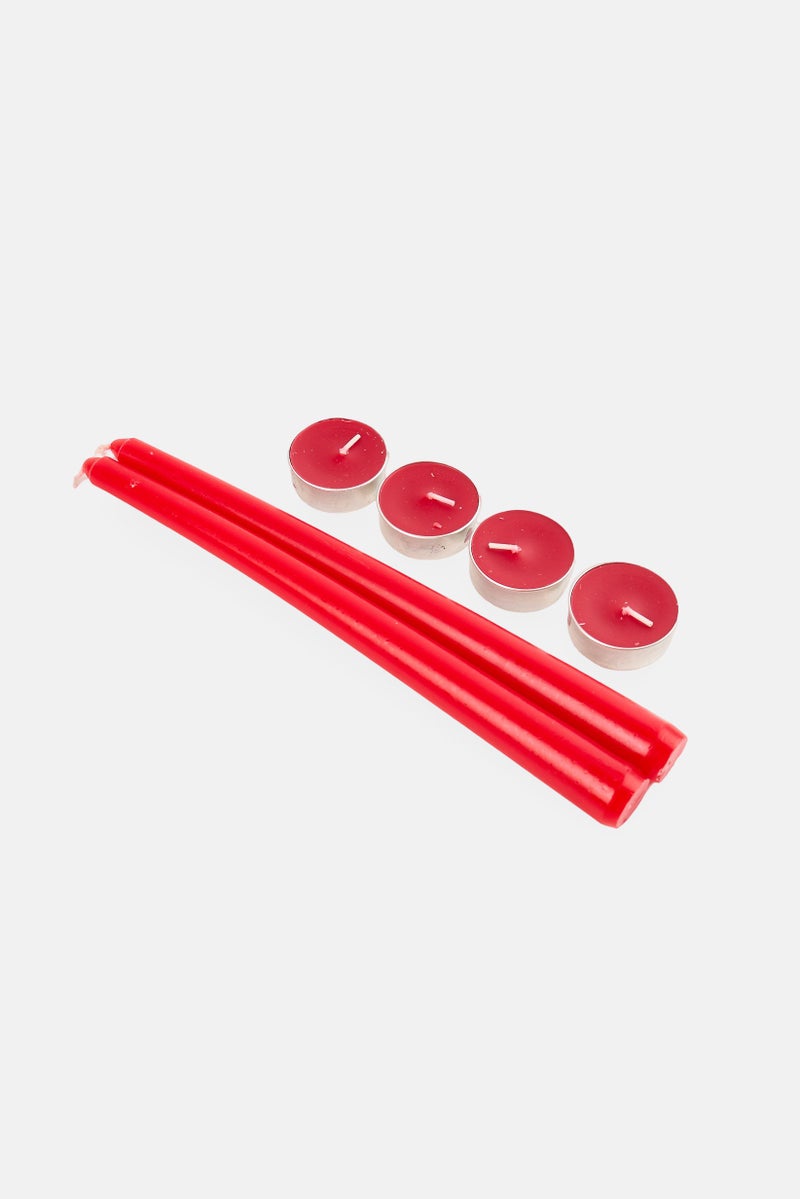 Muy Mucho Pack Of 2 Candles And 2 Tealight candle, Red - Image 2