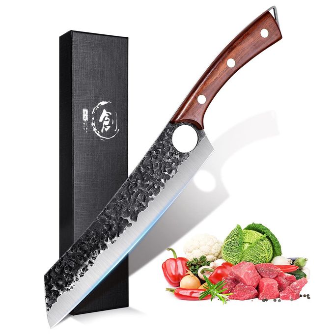 Purple Dragon Chef Knife Meat and Vegetable Cleaver Hand Forged Boning 8.5 Inch Full Tang Design High Carbon Steel Kitchen for Home Restaurant - Image 1