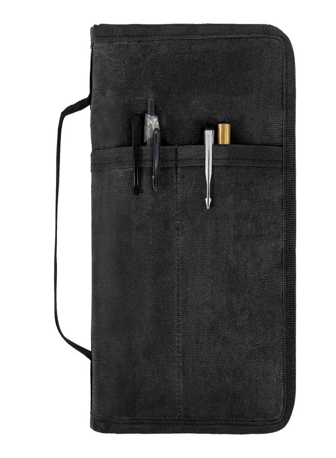 Baizoy Field Notes Notebook Cover for 6.7 X 9.8 Inch with A5 Journal Cover Notebook Zipper Pocket Planner for Pen Holder,Water Resistant Cover Notebooks Sketchbook,Waterproof Waxed Canvas (Black) - Image 1