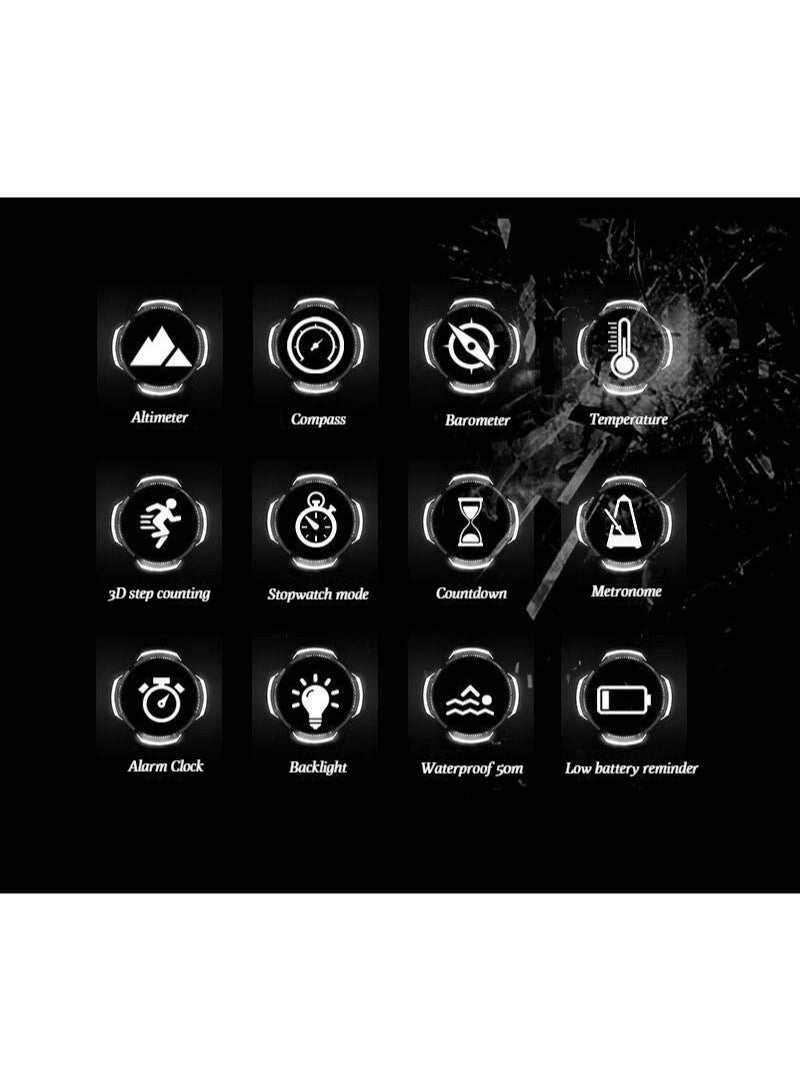 NORTH EDGE Carbon Fiber Military Off-road Outdoor Sports Electronic Watch for Men - 50-meter Water Resistance Compass - Image 2