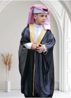 Generic Luxury Royal Bisht Mishlah (80cm) Luxury Royal Bisht Mishlah in black, luxurious gold embroidery, different sizes for newborns, children, boys, youth, suitable as a gift, gifts for children and boys, black Mishlah, black Bisht  - Image 1
