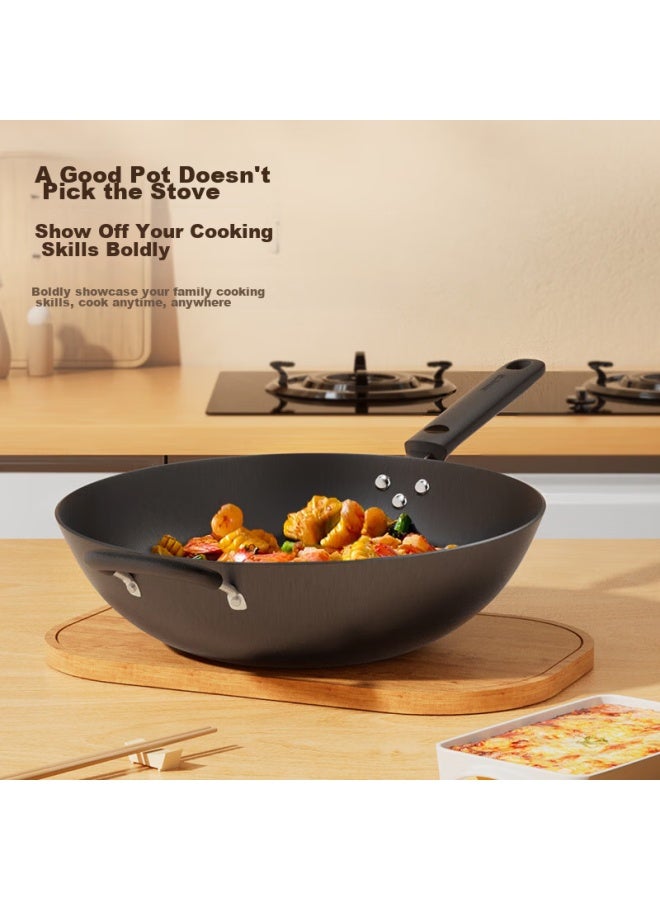 Joyoung Cast Iron Wok, Non-coated Deep Stew Pot, Household Cooking Pan, Compatible With Induction And Gas Stoves, 34cm - Image 4