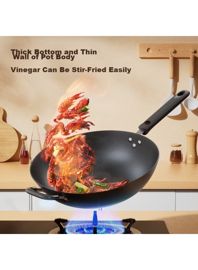 Joyoung Cast Iron Wok, Non-coated Deep Stew Pot, Household Cooking Pan, Compatible With Induction And Gas Stoves, 34cm - Image 2