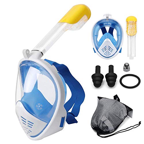 Verana Full Face |Snorkel Mask for Adults | Kids Upgraded Breathing System 180° Panoramic View Anti-Fog Anti-Leak Diving Masks for Youth Men | Women (Blue-L/XL) - Image 5