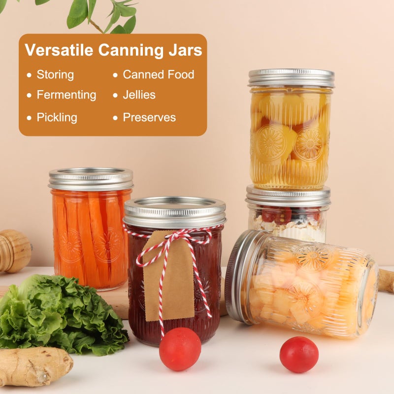 DADILL Wide Mouth Mason Jars 16 oz with Lids, 6 Pack Canning Jars with Airtight Lids and Bands, Glass Pint Jars for Pickling, Meal Prep, Preserving, Overnight Oats, Jam, Wedding Favors & Decor - Image 5