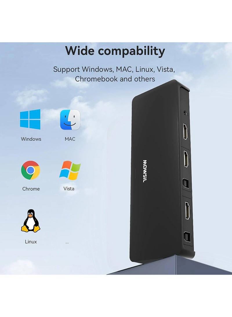 MOWSIL Mowsil HDMI KVM Switch 2 Port, 4K@60Hz, 2 in 1 Out, with 4 USB Ports, Hotkey & Button Switching, Control 2 PCs with 1 Monitor, Keyboard, Mouse - Image 4