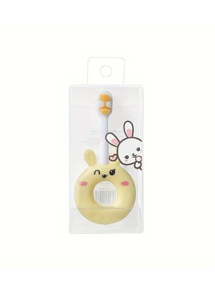 أطفال صغيرة فرشاة أسنان ناعمة من السيليكون للأطفال الصغار من عمر 0 ​​إلى 3 سنوات، تصميم كرتوني لطيف، شعيرات فائقة النعومة، تنظيف لطيف للأسنان الحساسة، لون أصفر - Image 1