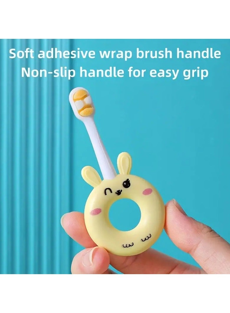 أطفال صغيرة فرشاة أسنان ناعمة من السيليكون للأطفال الصغار من عمر 0 ​​إلى 3 سنوات، تصميم كرتوني لطيف، شعيرات فائقة النعومة، تنظيف لطيف للأسنان الحساسة، لون أصفر - Image 2