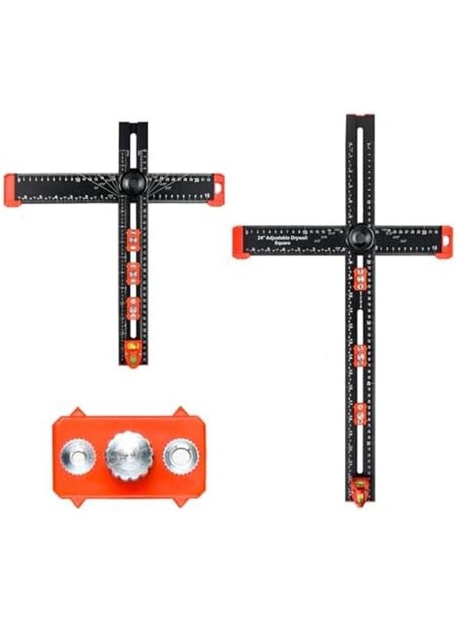 2 In 1 Drilling Positioning Ruler 60cm T Square Black Woodworking Precision Angles Tool - Image 4