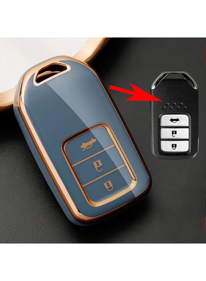 White Key Fob Cover With Golden Trim Durable TPU Compatible For Civic Accord CRV Perfect Christmas Gift - Image 4