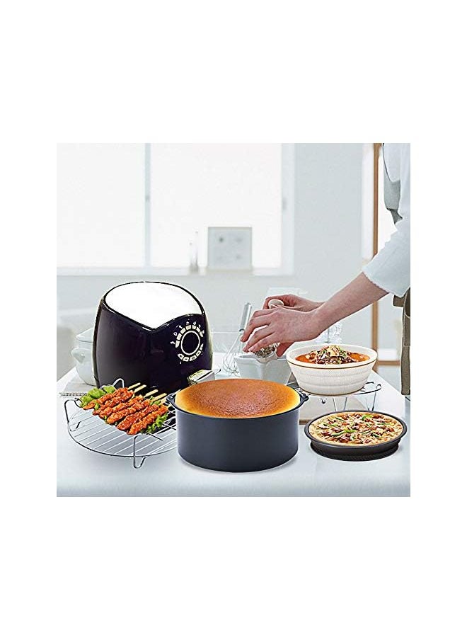 PROMASS - Fryer Accessories for Cosori Ninja and Philips, Set of 5/9, Fit all 3.7QT - 5.3QT - 5.8QT,Non-stick Barrel/Pan + Metal Holder + Multi-Purpose Rack with Skewers and Silicone Mat (SET OF 5) - Image 1