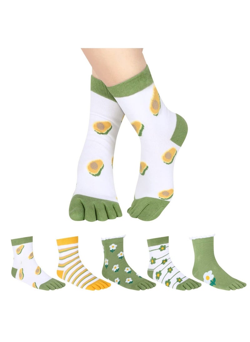 Captaintech Fun and Funky Women's Toe Socks - Cute Ankle Length, Colorful Cotton Athletic Five Finger Socks, Perfect for Running and Gifts for Girls - Image 2