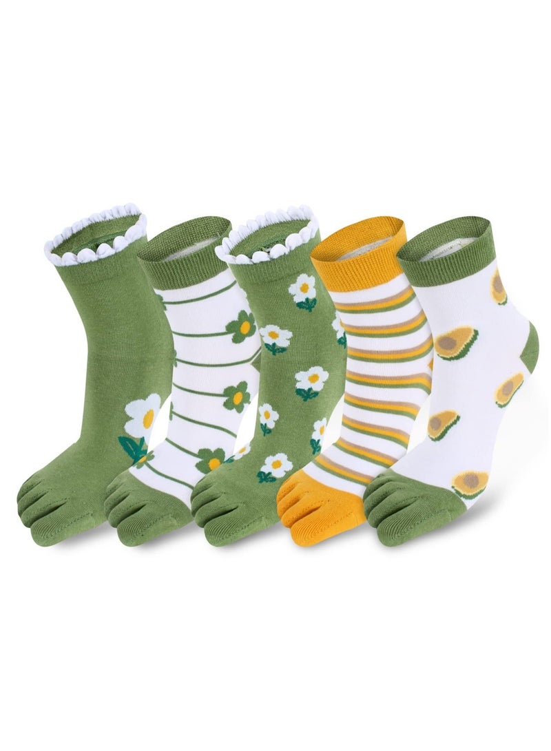 Captaintech Fun and Funky Women's Toe Socks - Cute Ankle Length, Colorful Cotton Athletic Five Finger Socks, Perfect for Running and Gifts for Girls - Image 3