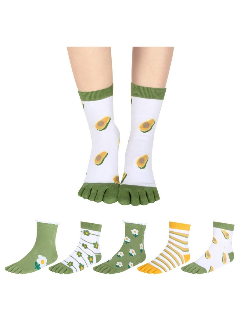 Captaintech Fun and Funky Women's Toe Socks - Cute Ankle Length, Colorful Cotton Athletic Five Finger Socks, Perfect for Running and Gifts for Girls - Image 4