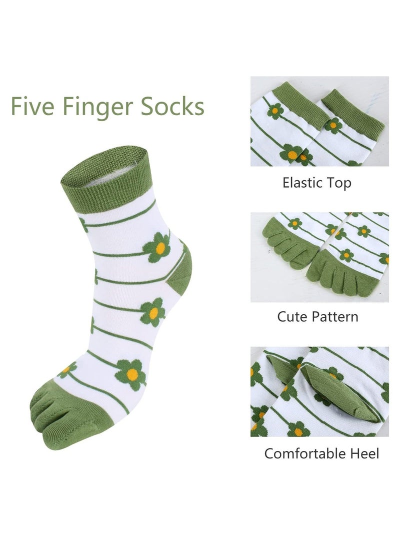 Captaintech Fun and Funky Women's Toe Socks - Cute Ankle Length, Colorful Cotton Athletic Five Finger Socks, Perfect for Running and Gifts for Girls - Image 5