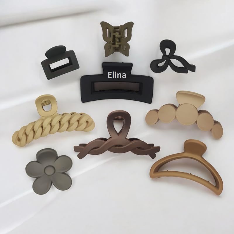 elina Elina 6 Pcs Big Jumbo Hair Claw Clutcher Clips Small Medium Large Matte Color Butterfly For Thick Thin Long Hair Tight Strong Grip Big Barrette For WomenGirls Accessories Assorted 6 Pcs - Image 1