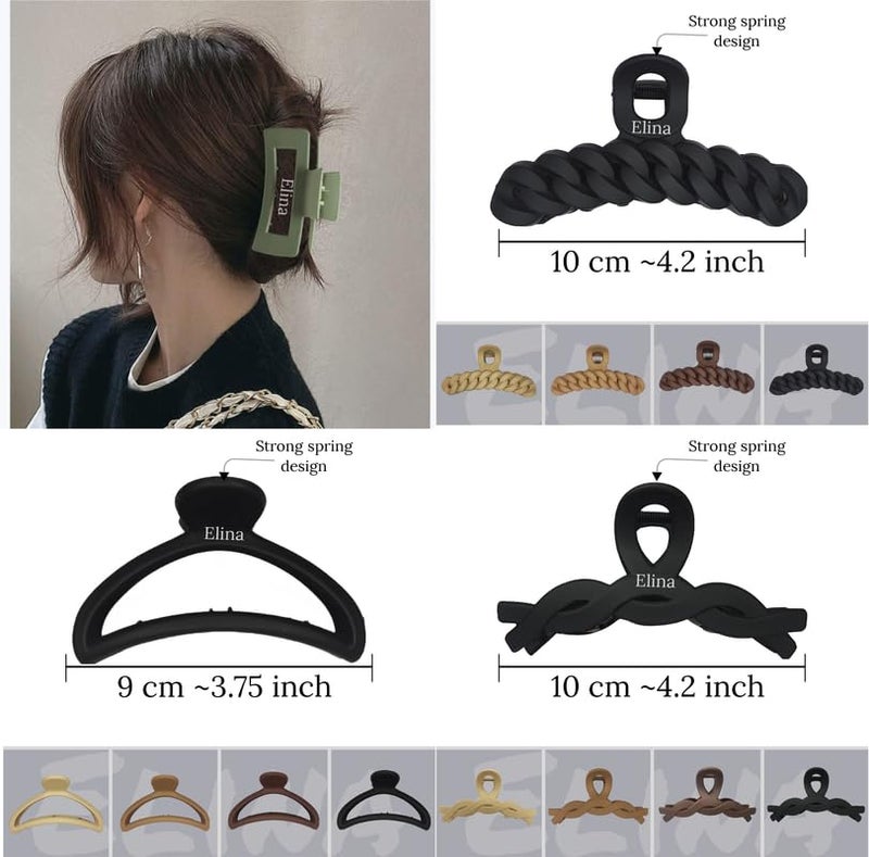elina Elina 6 Pcs Big Jumbo Hair Claw Clutcher Clips Small Medium Large Matte Color Butterfly For Thick Thin Long Hair Tight Strong Grip Big Barrette For WomenGirls Accessories Assorted 6 Pcs - Image 2