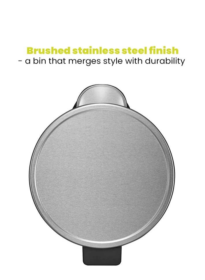 EVA SERIES | Brushed Stainless Steel Finish | Soft-Closing | Fingerprint-Resistant | Premium Pedal Trash & Garbage Bin | Multiple Sizes ( 5 - 30 L) To Suit Different Places | 8 Liters