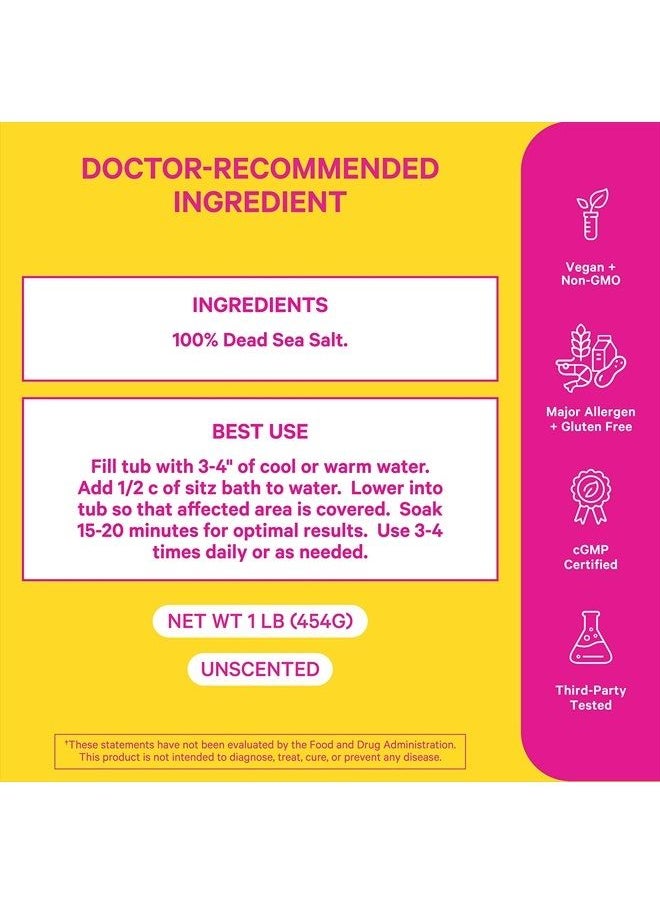 Pink Stork - Postpartum Sitz Bath Soak: Dead Sea Salt for Perineal Care & Cleansing, Postpartum Recovery, Labor and Delivery Essentials, Women-Owned, Unscented, 1 lb - Image 1