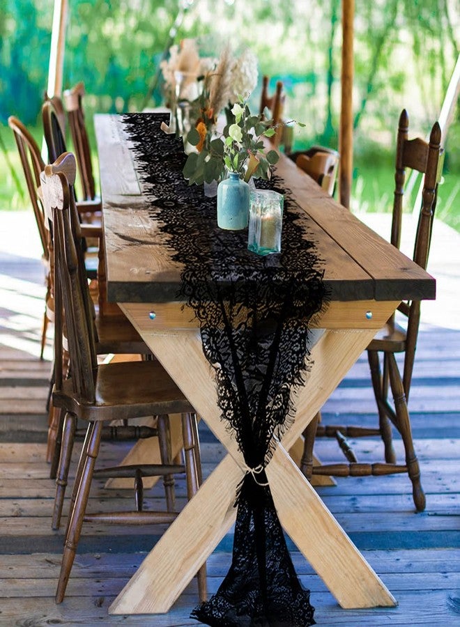 Pardecor Lace Table Runner - 14x120, Black Floral Lace for Wedding, Boho, Rustic & Vintage Decorations - Image 1