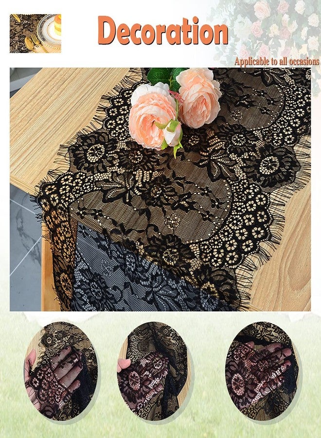 Pardecor Lace Table Runner - 14x120, Black Floral Lace for Wedding, Boho, Rustic & Vintage Decorations - Image 5