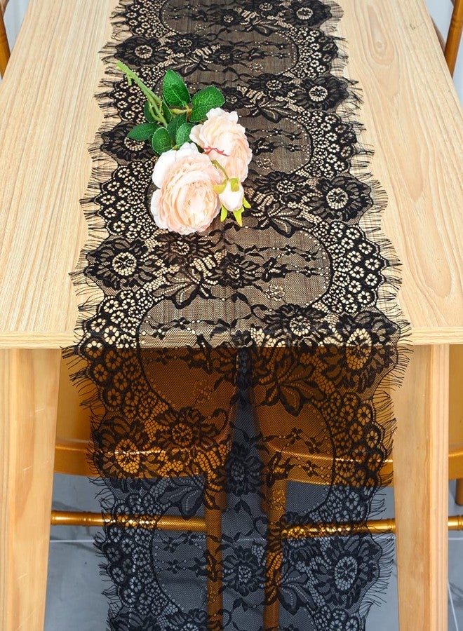 Pardecor Lace Table Runner - 14x120, Black Floral Lace for Wedding, Boho, Rustic & Vintage Decorations - Image 2