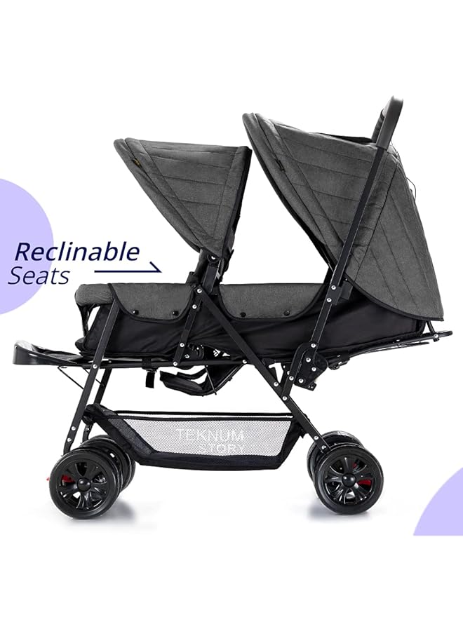 erorex Double Twin Baby Stroller Pramshock Proofwide Seat And Canopy360 Degree Rotating Wheelsbig - Image 4