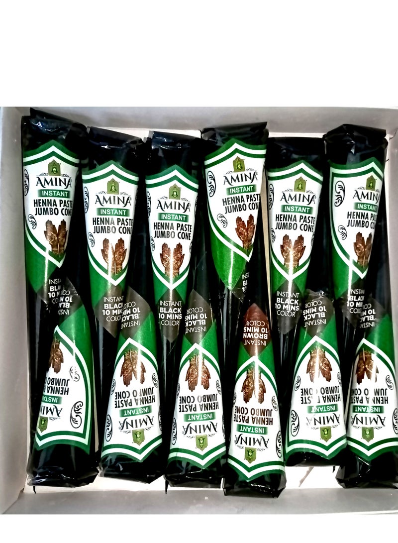 Amina Organic Henna Instant Tattoo Henna Mehendi Cone Jumbo Black 1 Piece X 45 gm - Image 4