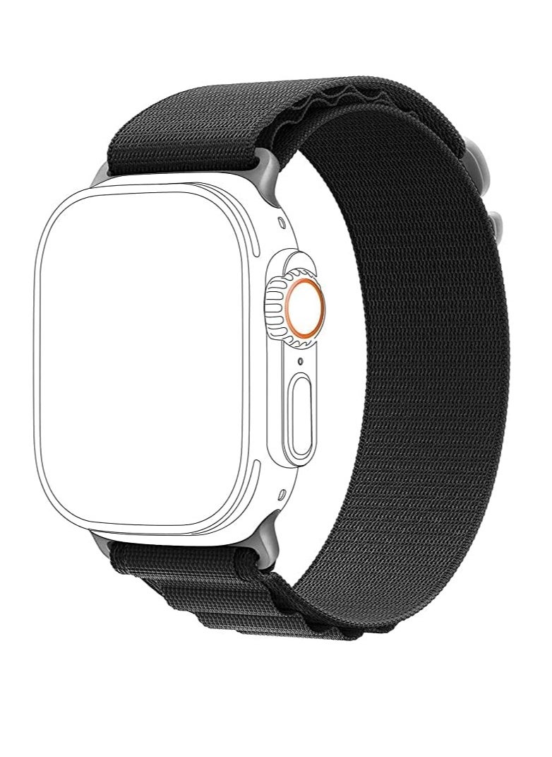 Generic - Alpine Loop For Apple Watch 42/44 Mm Nylon Woven Ring With Sports G Hook Strap Series 6 - Black - Image 1